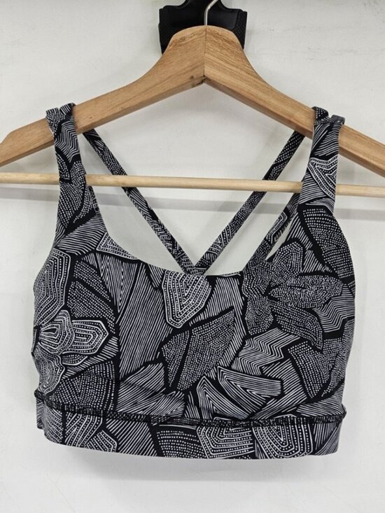 lululemon athletica Other - Lululemon Energy Bra Sz 6 Dottie Tribe White Black Yoga Running Fitness Athletic